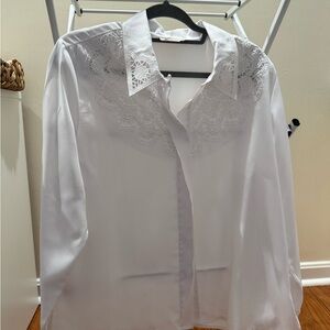 Voir Elegant White Lace Collar Blouse